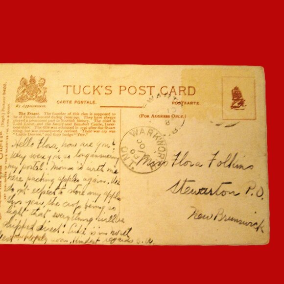 Antique Xmas Scottish postcard of early 1900s of The Fraser with blue & white Ta - Picture 3 of 3